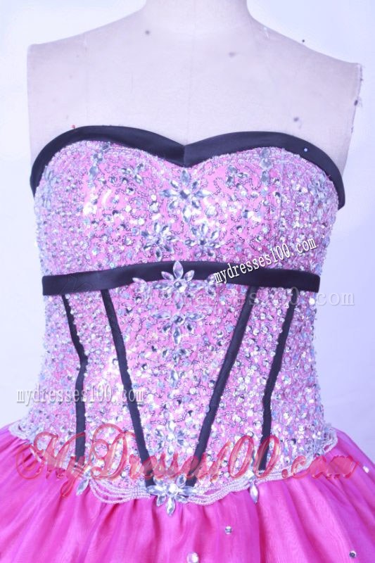 Full Beaded Bodice Sweetheart Fuchsia Sweet 16 Dresses in Fashion